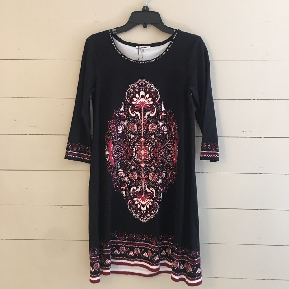 NEVER WORN: wool shift dress with intricate design